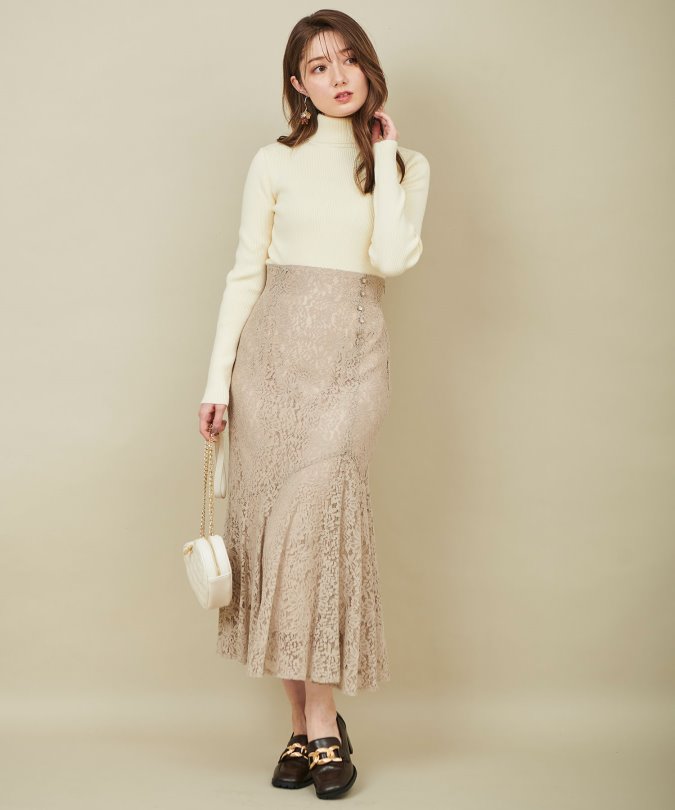 LuxyStar日本代購 31 sons de mode秋冬2折優雅蕾絲魚尾裙（2/6收單）